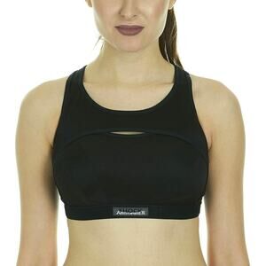 NWT Shock Absorber Black Keyhole Open Racerback Sports Bra Women's Size 34C